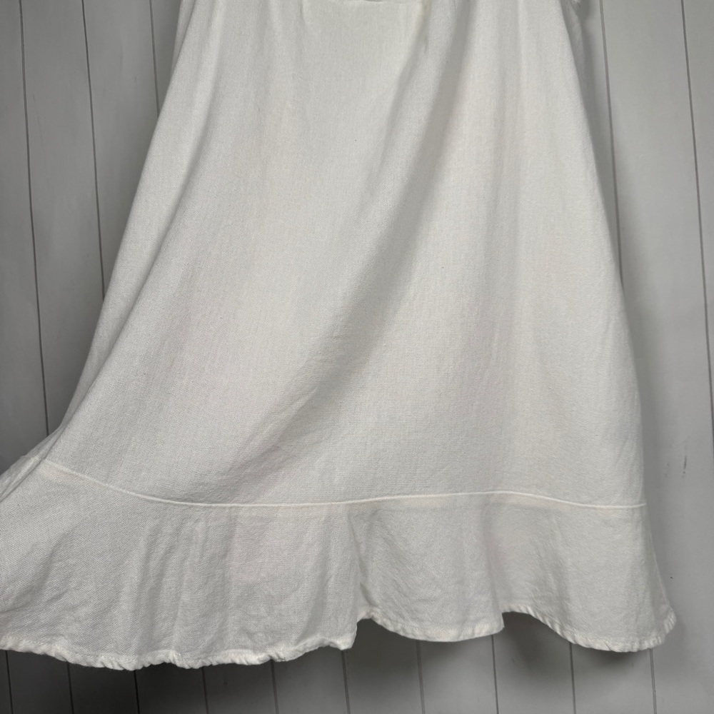 GB Linen Blend White Ruffle Mini Tank Dress Spring Summer Minimalist Chic XXL - Picture 2 of 12